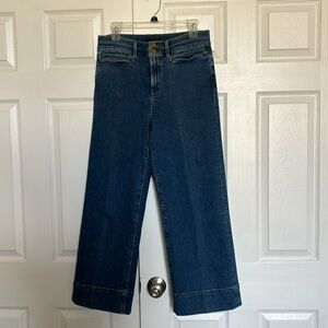 Ann Taylor stretch wide leg mid rise jeans.